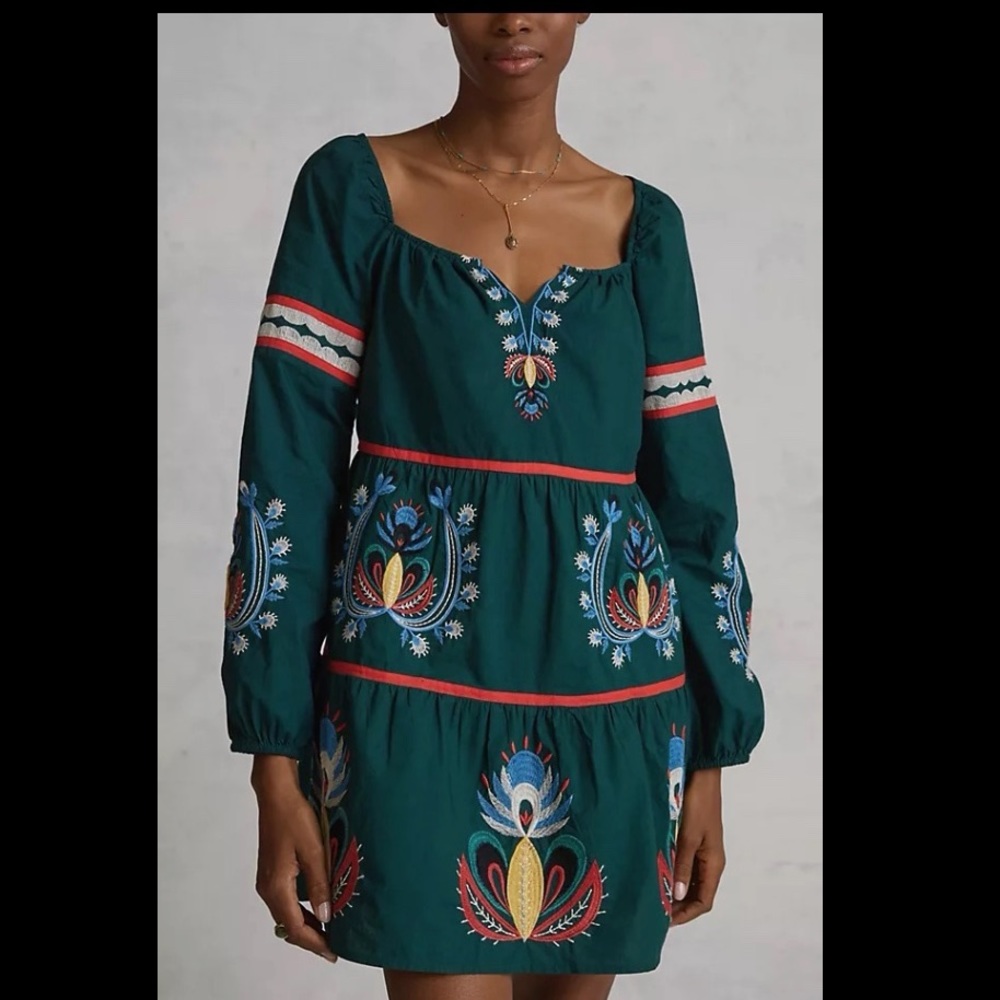 Anthropologie Embroidered Tunic Dress